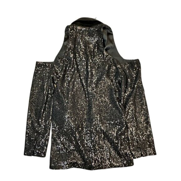 IN THE MOOD FOR LOVE Laurent Sequined Open-Shoulder Jacket in Black - Picture 4 of 4